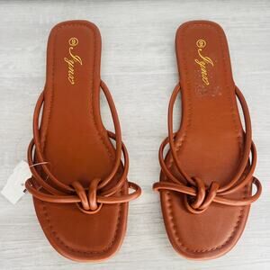Brown slip on sandals